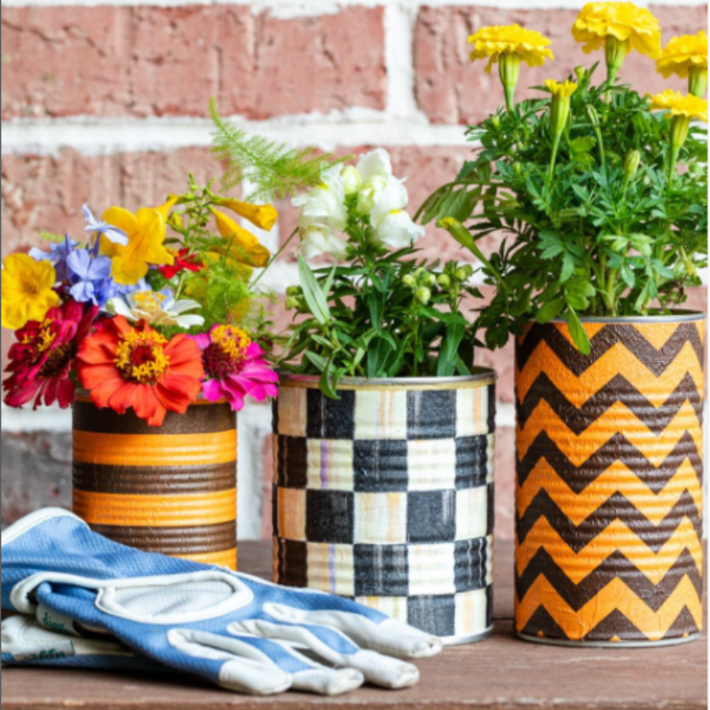 DIY halloween tin planters
